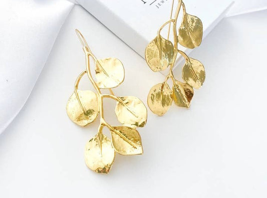 Gold Leaf statement Earrings